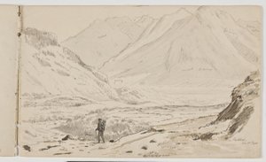 Fjelllandskap med turgåer av Martinus Rørbye