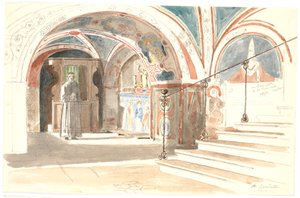 Interiøret i kapellet i Abbey of S. Benedetto i Subiaco av Martinus Rørbye