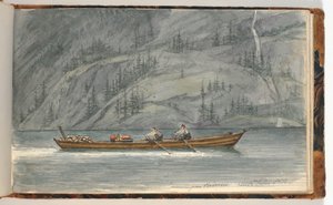 Fjordlandskap med robåt. Krøderen, Norge av Martinus Rørbye