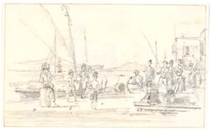 En del av havnen i Palermo av Martinus Rørbye