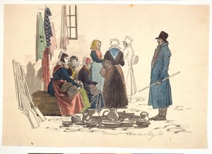 Scene fra torget i Thisted av Martinus Rørbye