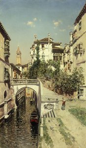 En venetiansk kanalscene av Martín Rico y Ortega