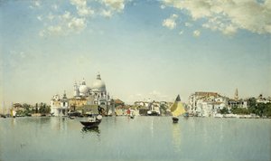 En utsikt over Venezia med utsikt mot Santa Maria Della Salute,