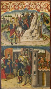 Saint Christopher møter Satan, Saint Christopher før kongen av Lycia, 1480-85 av Martín de Soria
