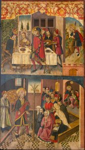 Saint Christopher tar avskjed med kongen som fryktet Satan; Saint Christopher og hans konvertitter av Martín de Soria