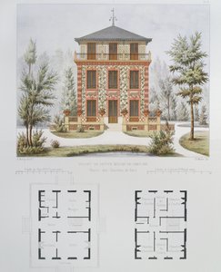 Prosjekt for et lite landsted nær Paris, gravert av Walter, plate 18 fra Architecture Pittoresque et Moderne av Marty