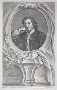Portrett av Thomas Otway (1652-85) gravert av Jacobus Houbraken (1698-1780) (gravering) av Mary (after) Beal