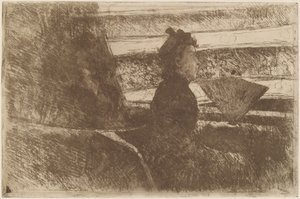 Dame i svart, i en Loge, mot høyre av Mary Cassatt