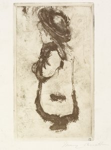 Mademoiselle Luguet i frakk og hatt, ca. 1883 av Mary Cassatt