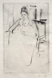 Mrs. Gardner Cassatt og hennes baby sitter nær et vindu, ca. 1887. av Mary Cassatt