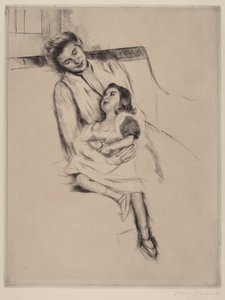 Reine og Margot sitter på en sofa nr. 2, ca. 1902. av Mary Cassatt