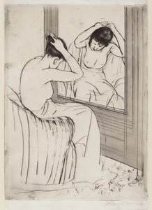 The Coiffure, 1890-1891. av Mary Cassatt