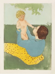Under hestekastanjetreet, 1896-97 (tørrnopp og akvatint i farger) av Mary Cassatt