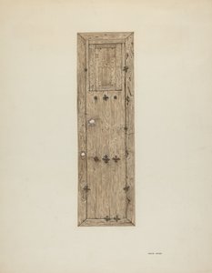Kobberbesatt dør en av et par, ca. 1939.