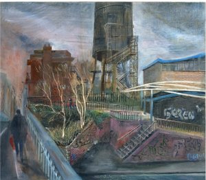 Ladbroke Grove-sperring: 1, over kanalen, 2020 (olje om bord) av Mary Kuper