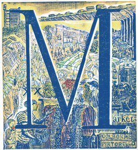 Marked: Portobello og Golborne Road, 2015 (vinylgravering og kollagraf) av Mary Kuper
