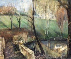 Pond, Kenwood, 2002 (olje om bord) av Mary Kuper