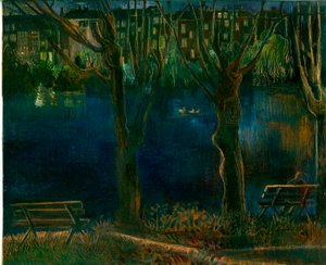 Dammen; South End Green, 2011 (olje om bord) av Mary Kuper