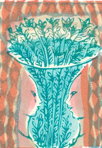 Vase and Faces, 2007 (vinylgravering) av Mary Kuper