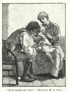 Silas Marner - Baby grep hodet hans (gravering) av Mary L. Gow