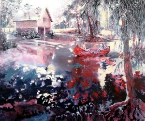 Elvaston båthus og innsjø av Mary Smith