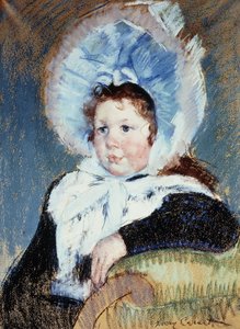 Dorothy i en veldig stor panser og en mørk frakk, ca. 1904 av Mary Cassatt