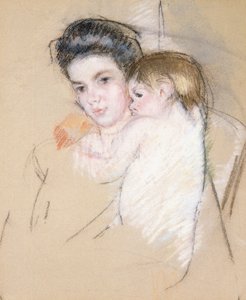 Mor og nakenbarn, av Mary Cassatt