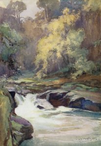 Wallace's Leap, nær Lanark (farge litho)