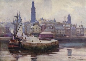 West Harbour, Greenock (farge litho)