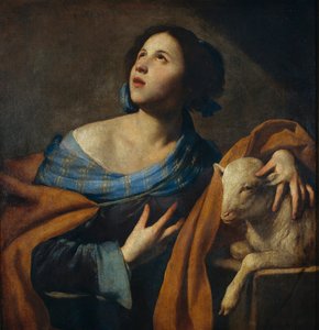 Sainte Agnes (Agnes de Rome, 290-303) - Maleri av Massimo Stanzione (vers 1585-vers 1658) - 1635-1640 - Olje på lerret - 83,5x75 - Museu Nacional d'Art de Catalunya, Barcelona