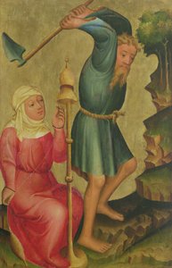 Adam og Eva på jobb, detalj fra Grabow-altertavlen, 1379-83 (tempera på panel) av Master Bertram of Minden