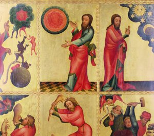 Venstre fløy av St. Peters høyalter i Hamburg, Grabower-alteret, 1383 (tempera på panel) (detalj av 145257) av Master Bertram of Minden