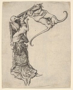 Bokstaven E, fra alfabetet, 1466-67.
