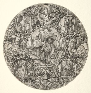 St. Johannes døperen omgitt av evangelistene og fire fedre fra den latinske kirke, 1466.
