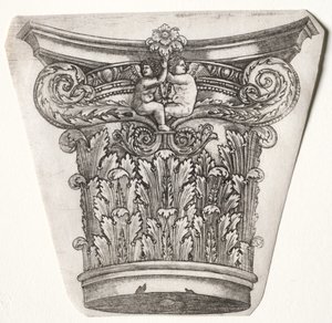 Base og kapital med Putti, ca. 1525-1550. av Master G. A. with the man