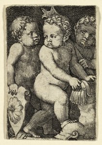 Tre Putti med rustning