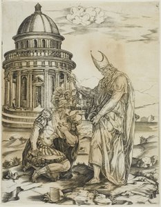 St. Ambrosius og keiser Theodosius av Master IRs