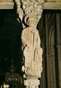 Mullion med figur av Saint James, Portico of Glory, Cathedrale Santiago de Compostela