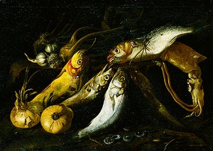 Stilleben (olje på lerret) av Master S. B.