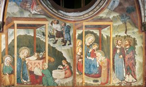 Fødselen og tilbedelsen av magiene, fra Madonna-kapellet, Sacro Speco-klosteret, Subiaco (fresco)