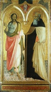 St. Johannes døperen og St. Anthony Abbed (gull bakkepanel) av Master of 1419