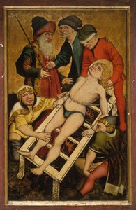 The Martyrdom of Saint Lawrence, omvendt Å gi drikke til de tørste. av Master of Alkmaar