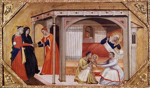 Jomfru Marias fødsel, c1365-1370 av Master of Ashmolean Predella
