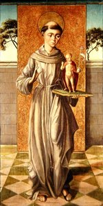 Saint Anthony av Padua med Kristusbarnet (olje på panel) av Master of Astorga