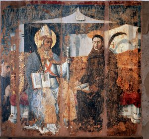 St Eleutherius av Tournai og St Placid (Fresco av Master of Cesio