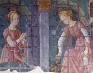 Italia, Piemonte-regionen, Alessandria-provinsen, freskomaleri i kapell ved basilikaen Santa Maria Assunta