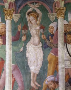 Italia, Piemonte-regionen, freskomaleri i kapellet Santa Margherita i Sacro Monte