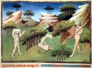 Monstre fra Land of Merkites beskrevet av Marco Polo. Miniatyr hentet fra "" The Book of Wonders""" ("" Devisement of the World"", "" Il Milione") av Marco Polo (1254-1324) illustrert av Mesteren av Egerton
