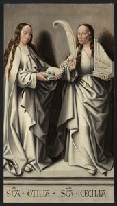 De hellige Ottilia og Cecilia Panel av St Anne-altertavlen, ca 1503-1506 av Master of Frankfurt