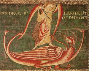 Saint Michael kjemper mot dragen av Master of Llussà